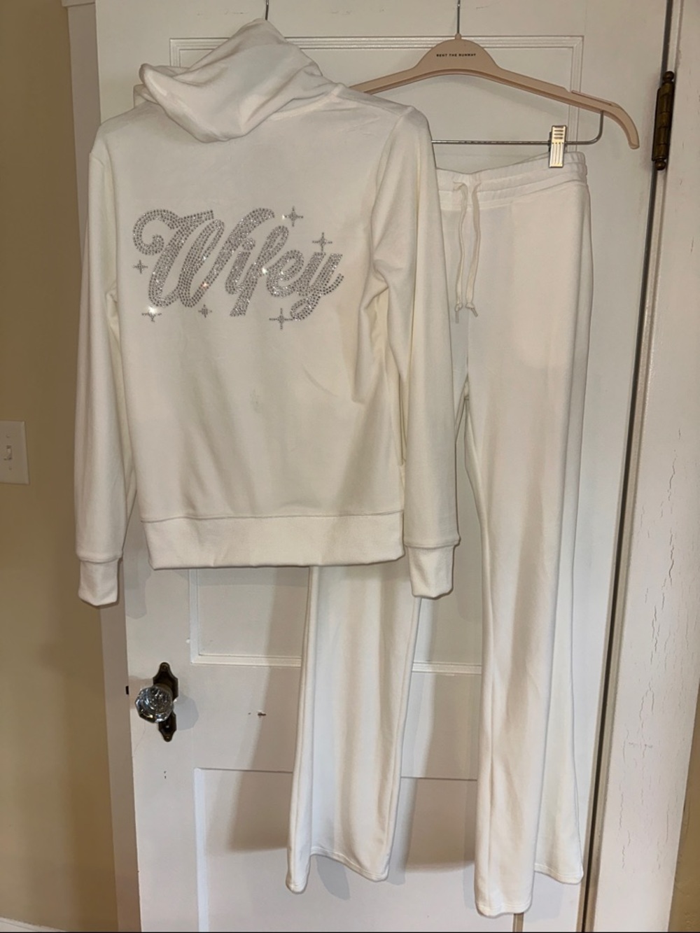 Paris Hilton Rhinestone 'Wifey' Velour Tracksuit